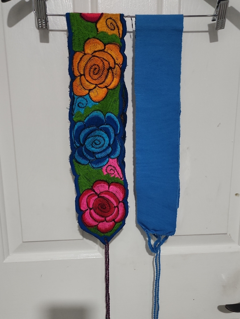 Embroidered Floral Belt in Bright Blue & Multicolor